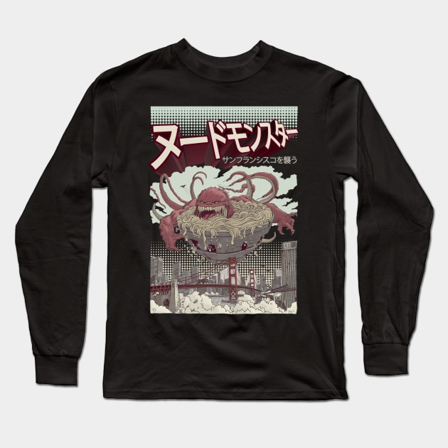 Attack Of The Ramen Noodle Monster 02 Long Sleeve T-Shirt by NineBlack